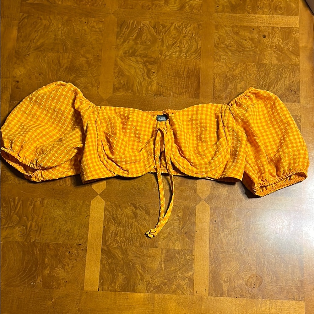 Wild Fable Orange Gingham Crop Top